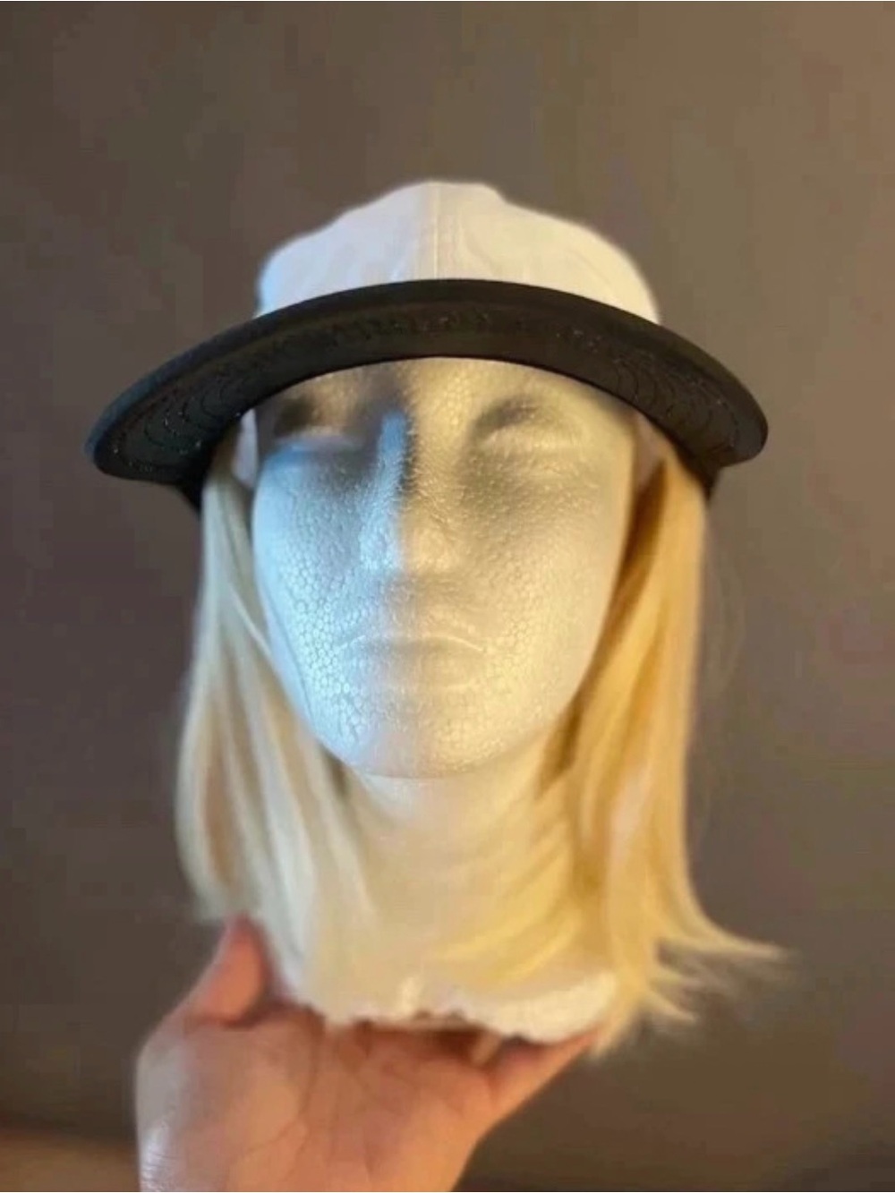 Classic Two-Tone Baseball Cap - Black Brim, White Crown with extension attached